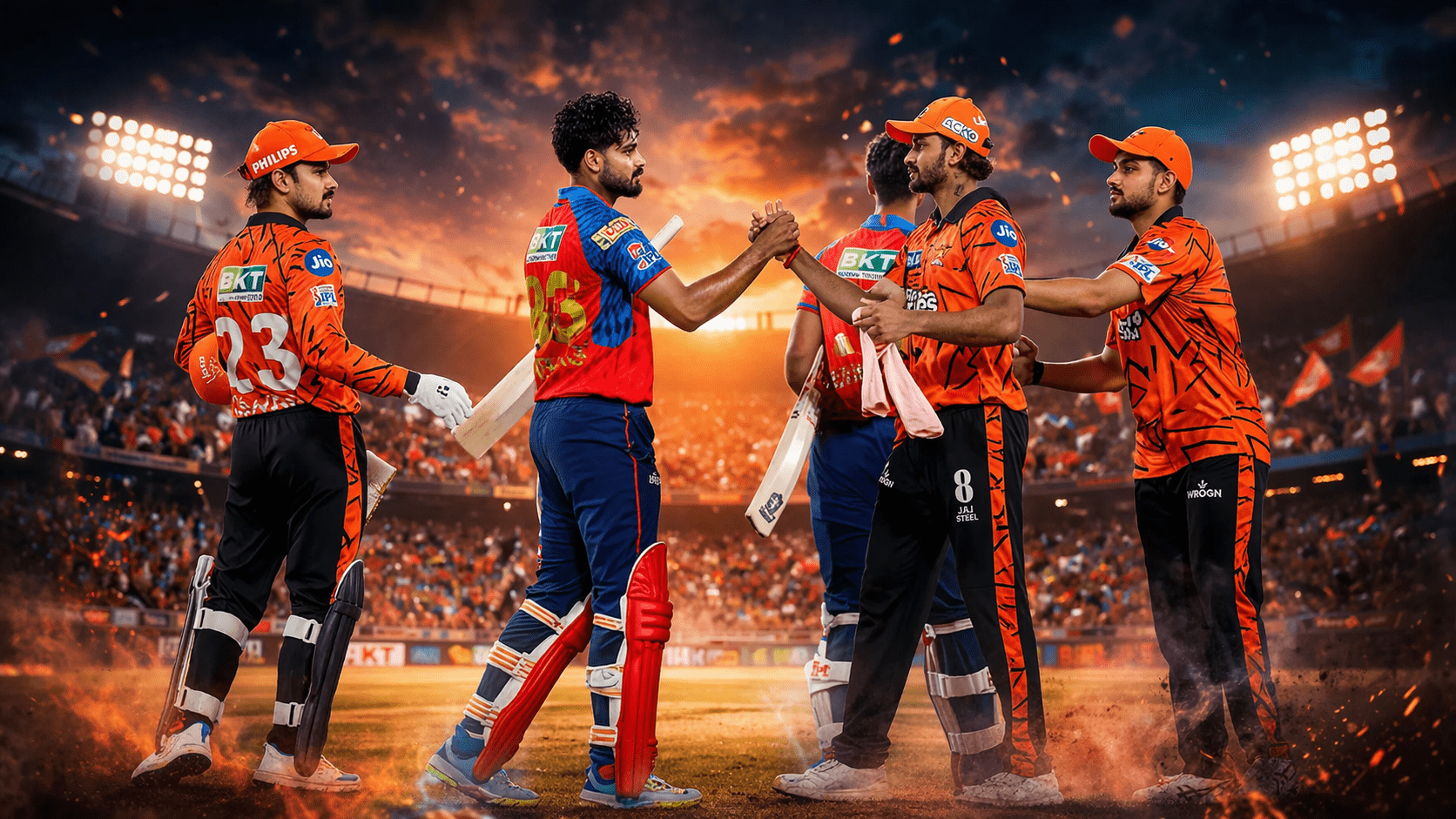 Sunrisers Hyderabad and Punjab Kings players during IPL 2026 with final standings comparison