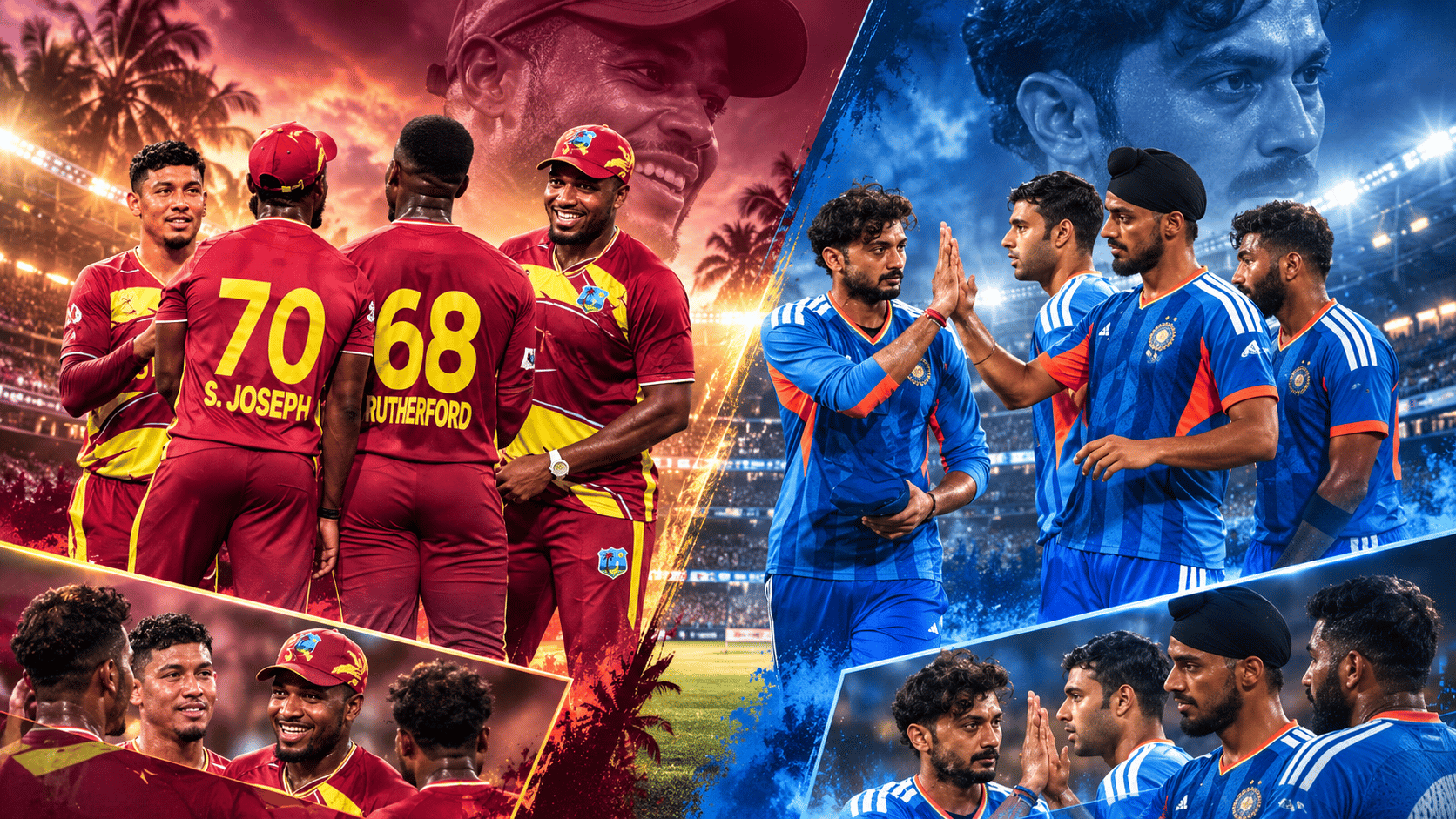 India and West Indies cricket players during the IND vs WI 2026 T20I Series