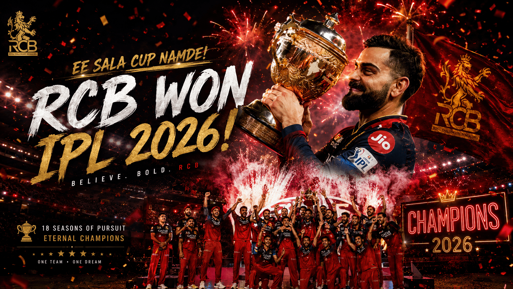 Royal Challengers Bengaluru Crowned IPL 2026 Final Winner: Kohli Steals the Show in Ahmedabad
