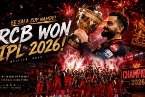 RCB squad celebrating as IPL 2026 Final Winner